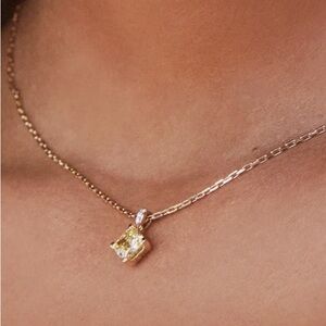 ISO: 20th Anniversary Dira 14k Yellow Gold Cushion Cut Yellow Diamond Pendant